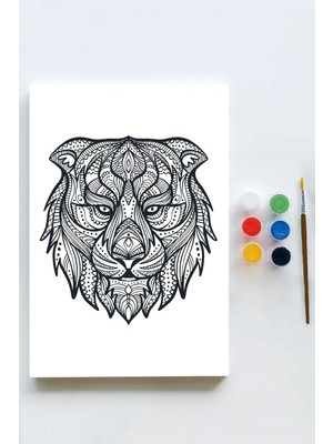 (PSTER21648) Aslan Mandala Tuval Kanvas Tablo Boyama Hobi Seti (50X70CM)