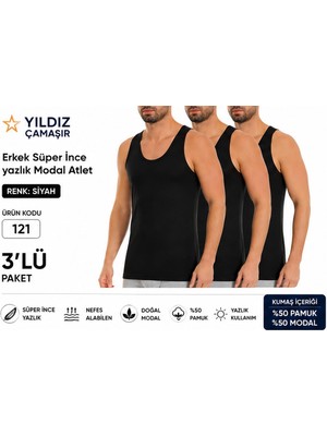 Yıldız Çamaşır Erkek Yazlık Süper Ince Modal Atlet (120-121 ) - 3 Adet