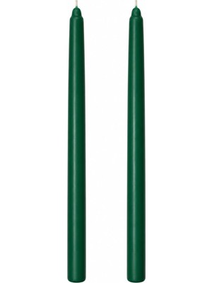 2'li Yeşil Şamdan Mum Seti 25 cm – Dekoratif Ince Şamdan Mum, Kokusuz Parafin WAX,%100 Pamuk F
