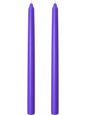 2'li Mor Şamdan Mum Seti 25 cm – Dekoratif Ince Şamdan Mum, Kokusuz Parafin WAX,%100 Pamuk Fiti