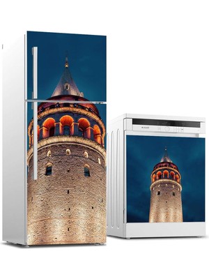 Buzdolabı ve Bulaşık Makinası Beyaz Eşya Sticker Kaplama Galata Kulesi