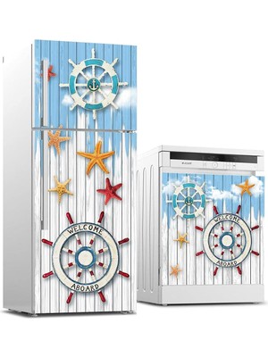 Buzdolabı ve Bulaşık Makinası Beyaz Eşya Sticker Kaplama Denizci Dümen