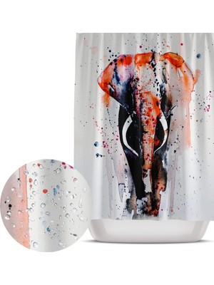 Dijital Baskılı Banyo Perdeleri Yüksek Kaliteli Polyester Kumaş Banyo Perdesi Fil Desen Duş Per