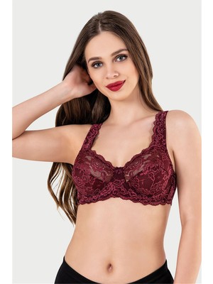 Obje Kadın Bordo Balenli Dantel Minimizer Sütyen