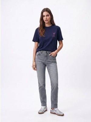 LTB Wılona L Straight Orta Bel Mid Indigo Jean Pantolon