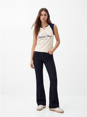 LTB Noelıa L Ispanyol Paça Yüksek Bel Dark Indigo Jean Pantolon