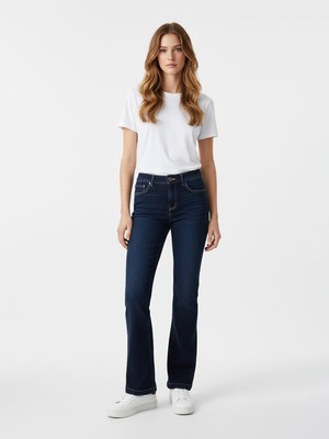 LTB Fallon 400 Orta Bel Ispanyol Paça Mid Indigo Jean Pantolon