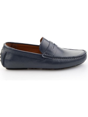 Bambi Lacivert Hakiki Deri Erkek Loafer Ayakkabı E01547009740