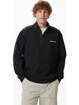 United4 Unıted4 Regular Fit Erkek Siyah Sweatshirt