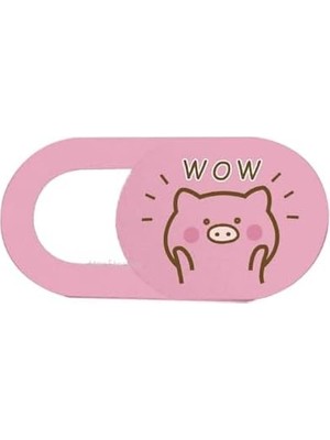 Maxi Trendy Kamera Kapatıcı Laptop Tablet Telefon Uyumlu Ultra Ince 0.7 mm Sürgülü Webcam Cover 3m Yapışkan Pembe Pig Desenli 3 Lü Set Çok Renkli