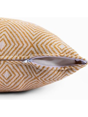 Maxi Trendy Lüks 100% Pamuk Dekoratif Desenli Kırlent Kılıfı 4 Adet Set 45X45 Cm, Kaliteli Pamuklu Kumaş Kırlent ve Minder Kılıfı (Altın Sarısı, 4 Adet 45X45 Cm)