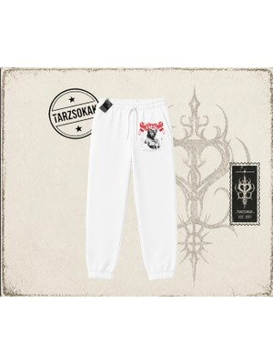 Tarzsokak Unisex Sadness Unisex Jogger Eşofman Altı Beyaz