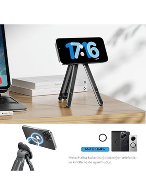 Maxi Trendy Manyetik 3’ü 1 Arada Ayarlanabilir Masaüstü Laptop, Tablet ve Telefon Standı – Katlanabilir Metal Gövde