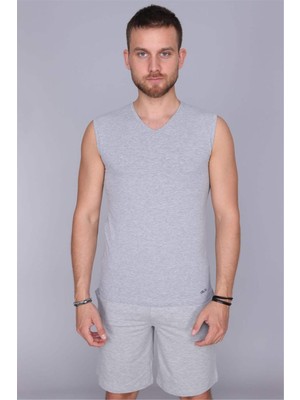 Obje Erkek Gri Cotton V Yaka Kolsuz Fanila