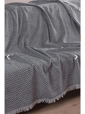 Maxi Trendy Koltuk Örtüsü Natural Pamuklu Koltuk Şalı Çekyat Örtüsü 170X210 (Lacivert-Krem)