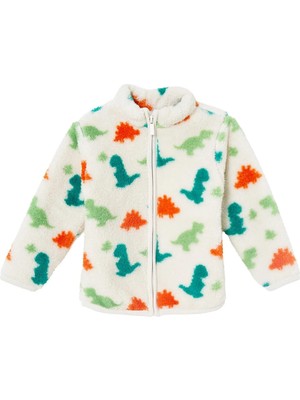 Hellobaby Erkek Bebek Welsoft Hırka Dinozor Baskılı Fermuarlı Bisiklet Yaka Long Sleeve