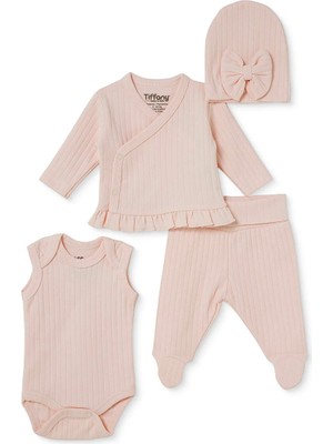 Tiffany Kız Bebek Prematüre Set Çıtçıtlı Zarf Yaka Long Sleeve Patikli