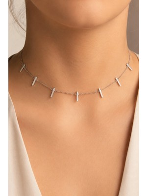 Argentum Concept 925 Ayar Gümüş Çubuklu Tasma Choker Kolye - N117101