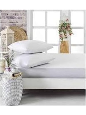 Maxi Trendy Çift Kişilik  Pamuk Lastikli Çarşaf Seti 160X200 Beyaz