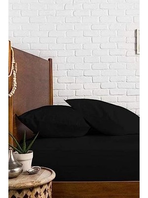 Maxi Trendy Pamuklu  Çift Kişilik 160X200 Lastikli Çarşaf Takımı - Siyah (Siyah / 160 x 200)