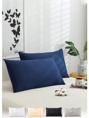Maxi Trendy Vionel Home Pamuklu 2'li Kapaklı Yastık Kılıfı 50X70 cm - Yumuşak ve Nefes Alabilir (Gece Mavisi)
