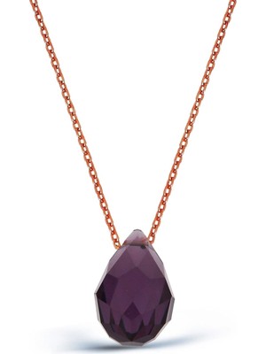 Argentum Concept 925 Ayar Gümüş Rose Zincirli Mor Kristal Ametist Kolye - N113401