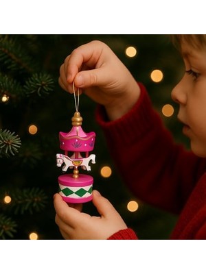 Maxi Trendy 6’lı Ahşap Mini Atlıkarınca Süs Seti – Vintage Asılabilir Noel Ağacı ve Masa Dekoru, Renkli El Boyama Tasarım, Ev, Parti ve Hediye Için Dekoratif Aksesuar