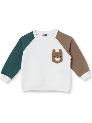 Hellobaby Erkek Bebek Sweatshirt Hayvan Baskılı Bisiklet Yaka Long Sleeve