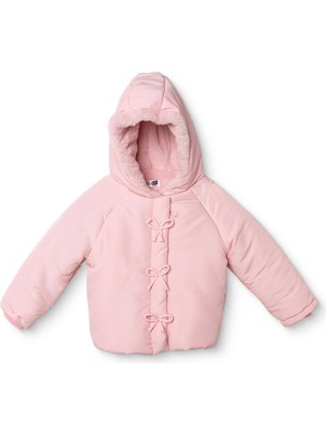 Hellobaby Kız Bebek Mont Fiyonk Baskılı Fermuarlı Kapüşonlu Uzun Kol