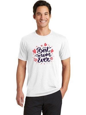 İlk El Grup Erkek Kısa Kol Tişört Bisiklet Yaka Anneler Günü'ne Özel Baskılı T-Shirt - Beyaz