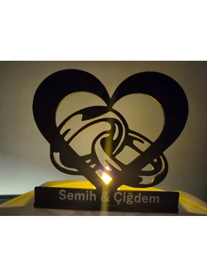 Triforge3D Kişiye Özel İsimli Kalp Mumluk | Sevgiliye Romantik Masaüstü Hediye