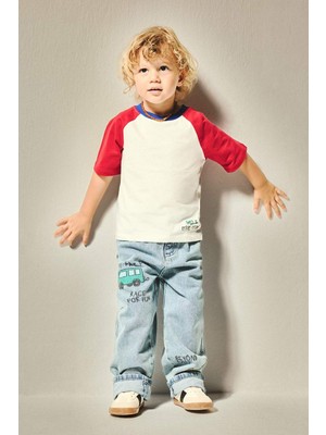 DeFacto %100 Pamuk Baggy Fit Esnek Baskılı Jean Pantolon Erkek Bebek I0138A526AU