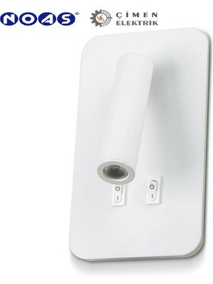 Tech Butiq 1 Adet Noas YL85 1732 Beyaz Kasa Ronda LED Dekoratif Aplik 3+7W 3200K Gün Işığı