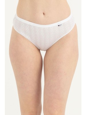 Obje Kadın Beyaz Örgü Desen Slip