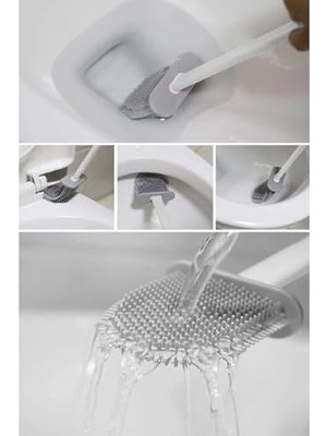 Maxi Trendy Tuvalet Fırçası Beyaz Renk Silikon Klozet Wc Banyo Küvet Temizleme Fırçası Antibakteriyel Kolay Temizlenir Delmeden Duvara Monte Ürün Boyutu: 36.5cm x 10CM x 4.1cm (Beyaz)