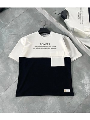 İlk El Grup Erkek Tişört Torba Cepli Parçalı Kısa Kol T-Shirt - Iyah