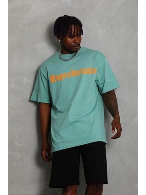İlk El Grup Erkek Baskılı T-Shirt Kısa Kol Bisiklet Yaka Regular Fit Tişört - Mint Yeşili