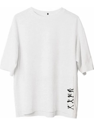 İlk El Grup Erkek Baskılı T-Shirt Kısa Kol Bisiklet Yaka Regular Fit Rahat Kalıp Günlük Tişört - Beyaz