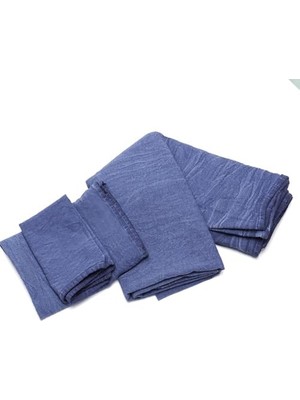 Maxi Trendy Taşlanmış Indigo Denim Pamuk Amerikan Servisi- 2'li Set