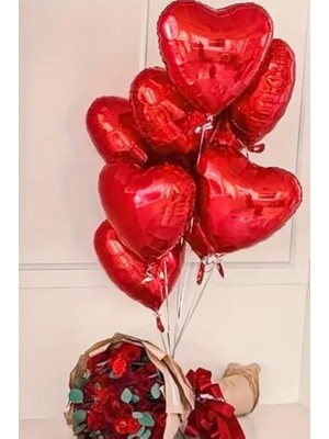 Maxi Trendy Kırmızı Kalp Folyo Balon Parlak 5 Adet 45CM