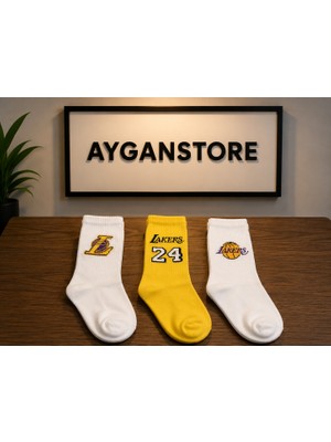 Aygan Store 3 Çift Yeni Tarz Kolej Spor Tenis Çorap Kombinleri 3 Adet