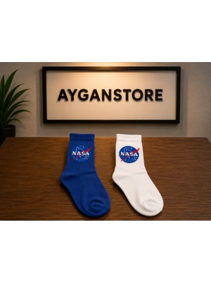 Aygan Store 2 Çift En Şekil Nasa Model Kolej Spor Tenis Çorap Kombi 2 Adet