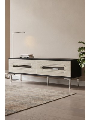 Ceneyra TSA1220ATS Rany Tv Sehpası Antrasit-Traverten-Silver 120CM