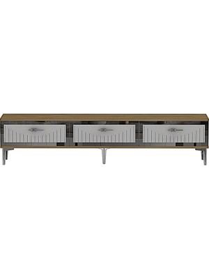 Ceneyra TSA1802DBS Tuna Tv Sehpası Safirmeşe-Beyaz-Silver 180CM
