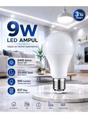 Repplam Horoz 9W LED Ampul Beyaz Işık E27 Duy 900 Lümen LED Lamba
