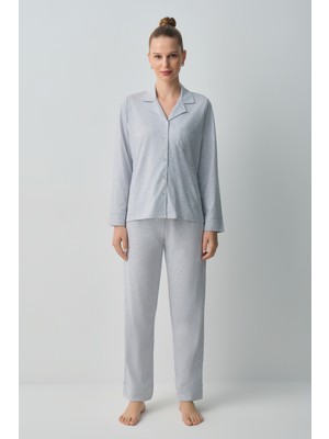 Suwen Dotty Gömlek Yaka Pamuklu Pijama Takımı