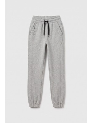 Tommy Life Gri Melanj Standart Ön Dikiş Detaylı Kız Çocuk Eşofman Alt - 75197