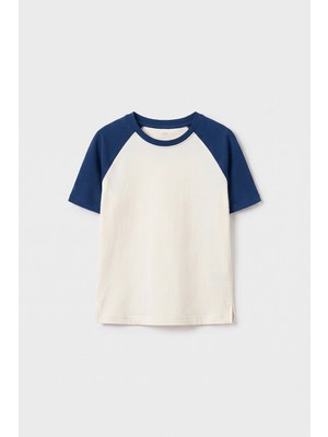 Tommy Life Ekru-Parlament Standart Fit Reglan Kollu Kız Çocuk T-Shirt - 75180