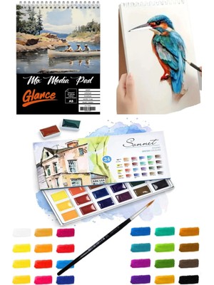 Glance A5 200 gr Spr Mix Media Pad 20 Yp St. Petersburg Sonnet 24LÜ Tablet Karton Kutu Sulu Boya
