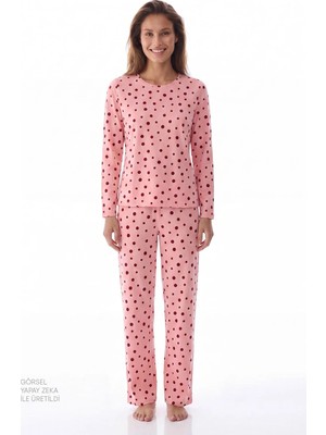 Penti Pembe Berry Puantiye Desenli Uzun Kollu Pijama Takımı